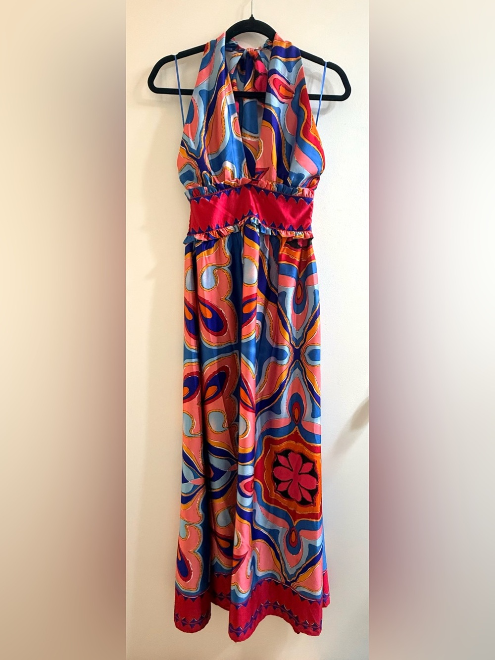 Sugarlips NWT Vibrant Retro Abstract Halter Maxi Dress - Size S - Picture 7 of 16